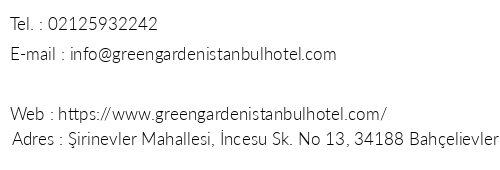Green Garden Hotel telefon numaralar, faks, e-mail, posta adresi ve iletiim bilgileri